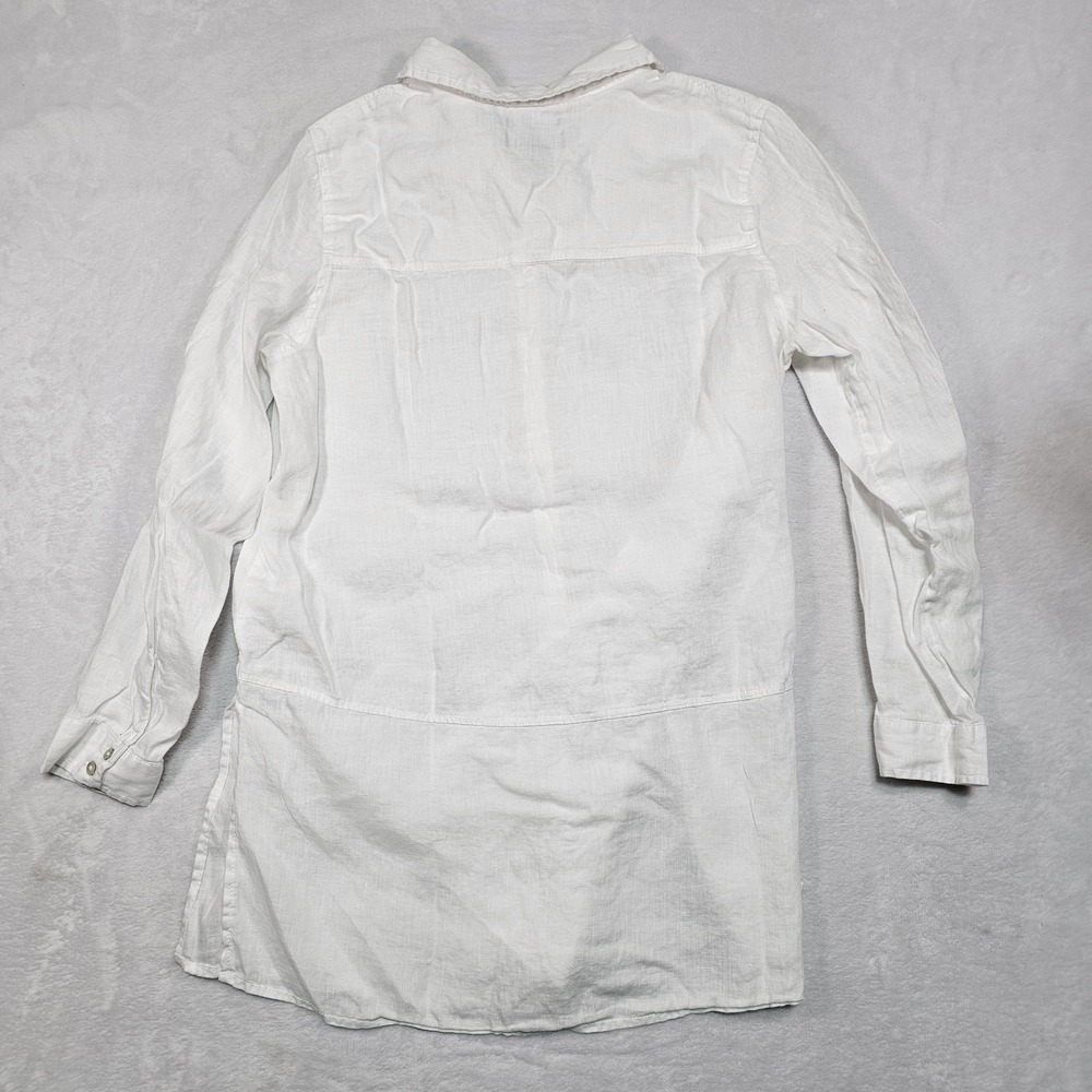 Tahari Tunic Shirt Women's L 100% Linen Long Sleeve Button Up Casual Blouse Top - Picture 8 of 10